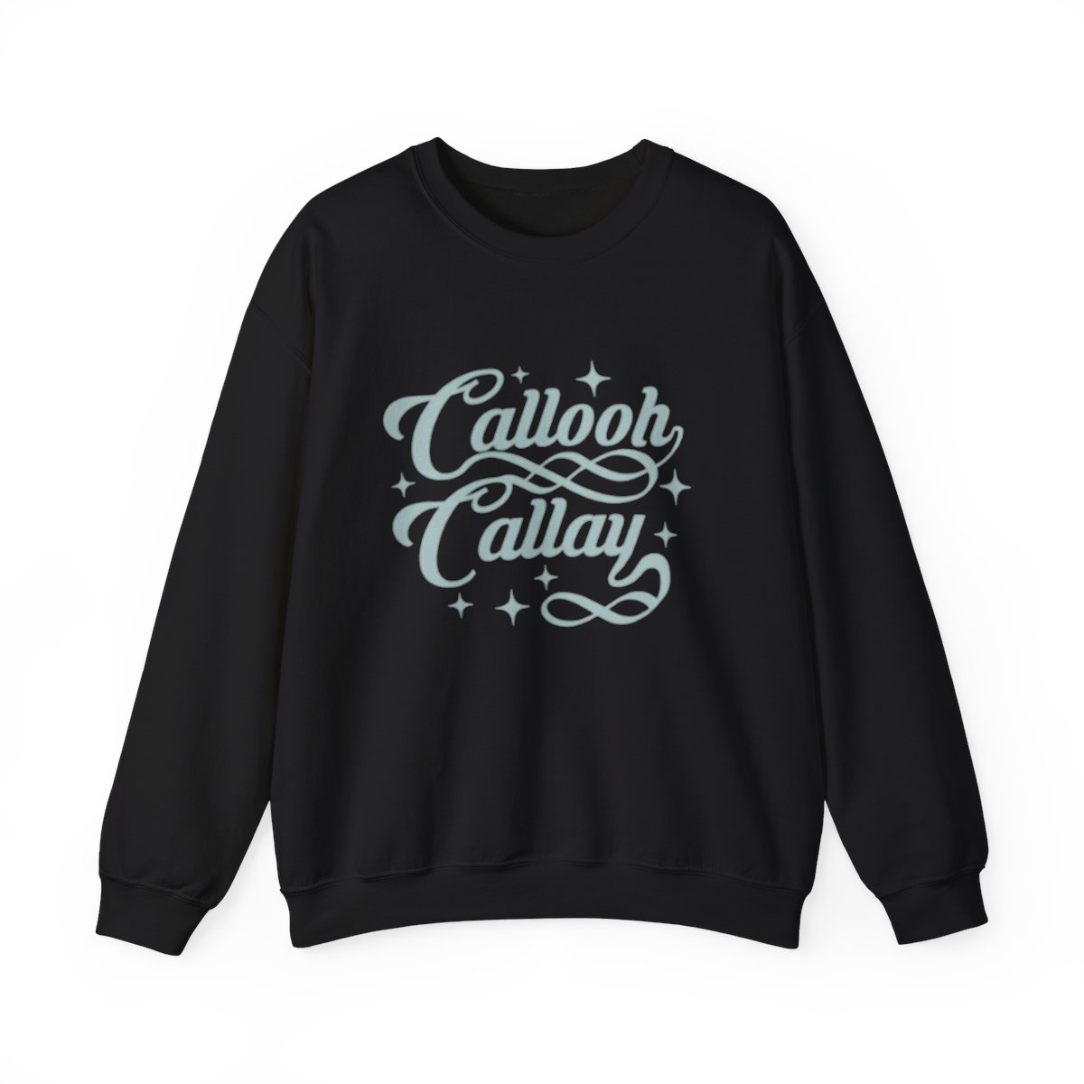 Callooh Callay sweatshirt | whimsical script lettering, stars Not Another D&D Podcast - alternate angle 2, merchandise